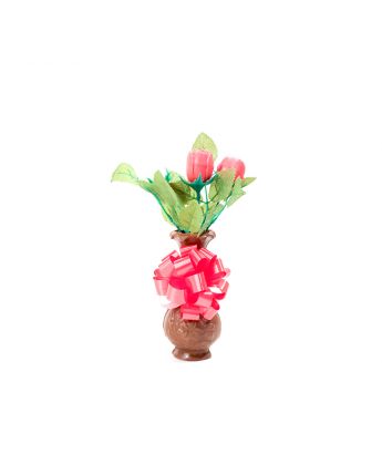 Chocolate Vase with 3 Roses